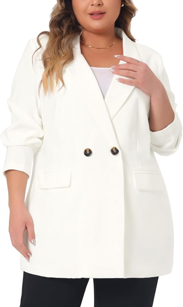 Agnes Orinda Plus Size Blazers for Women Lapel Button with Pockets Office Work Jackets Blazer