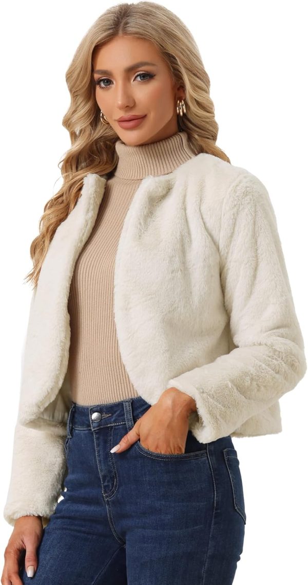 Allegra K Formal Bolero Shrug for Women's Cropped Faux Fur Jacket for Wedding Dresses