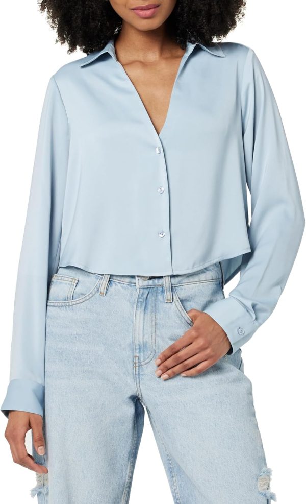 The Drop Women's Harlow Silky Cropped Blouse