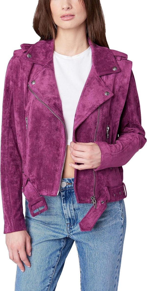 [BLANKNYC] womens Belted Faux Suede Moto Jacket